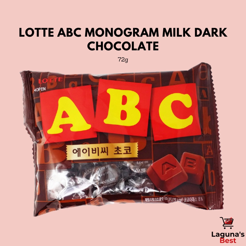 Korean Lotte ABC Monogram Milk Dark Chocolate 72g
