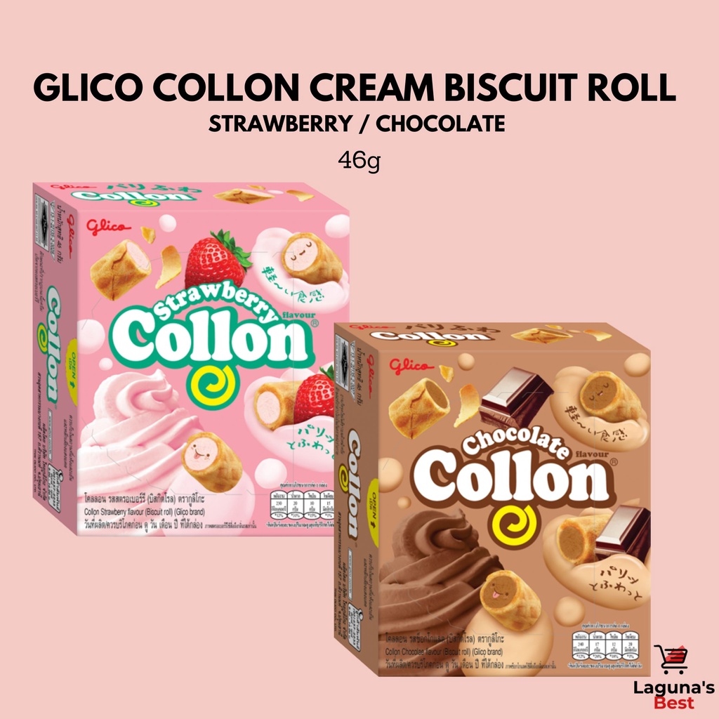 Glico Collon Cream Biscuit Roll - Strawberry / Chocolate / Cream 46g