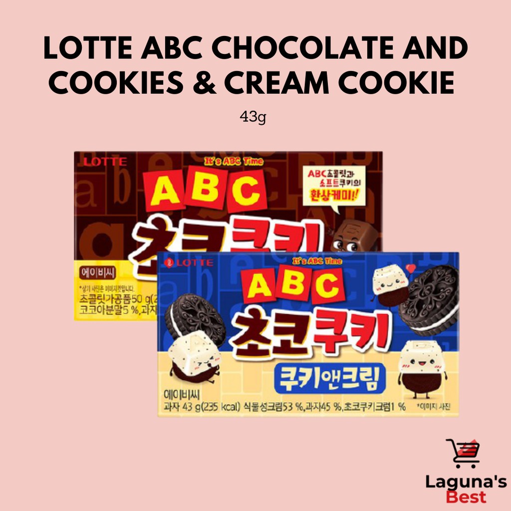 Lotte ABC Chocolate and Cookies & Cream Cookie 43g