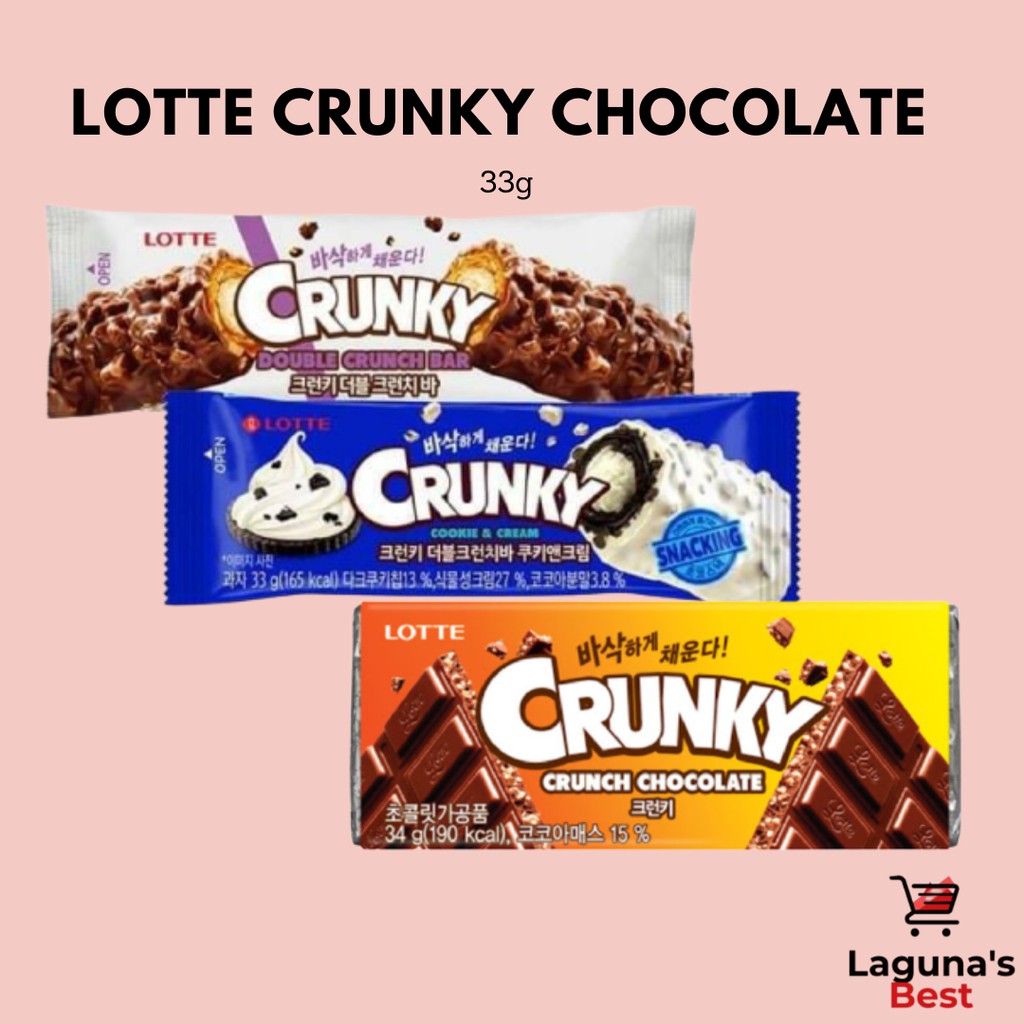 Lotte Crunky Chocolate Bar - Cookies and Cream and Double Crunch 33g