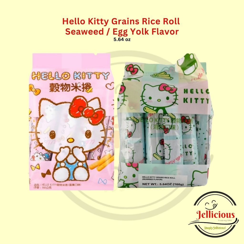 Pei Tien Hello Kitty Grains Rice Roll  Seaweed / Egg Yolk Flavor 5.64 oz