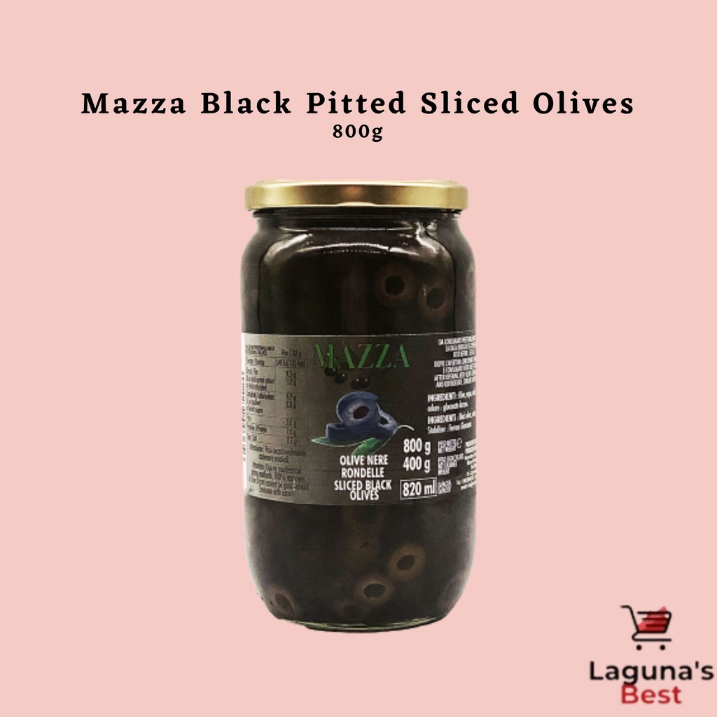 Mazza Black Pitted Sliced Olives 800g