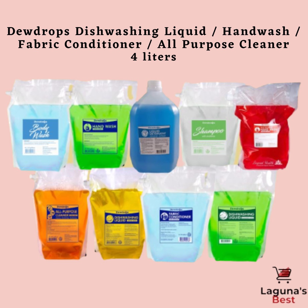 Dewdrops Dishwashing Liquid / Handwash / Fabric Conditioner / All Purpose Cleaner 4 liters