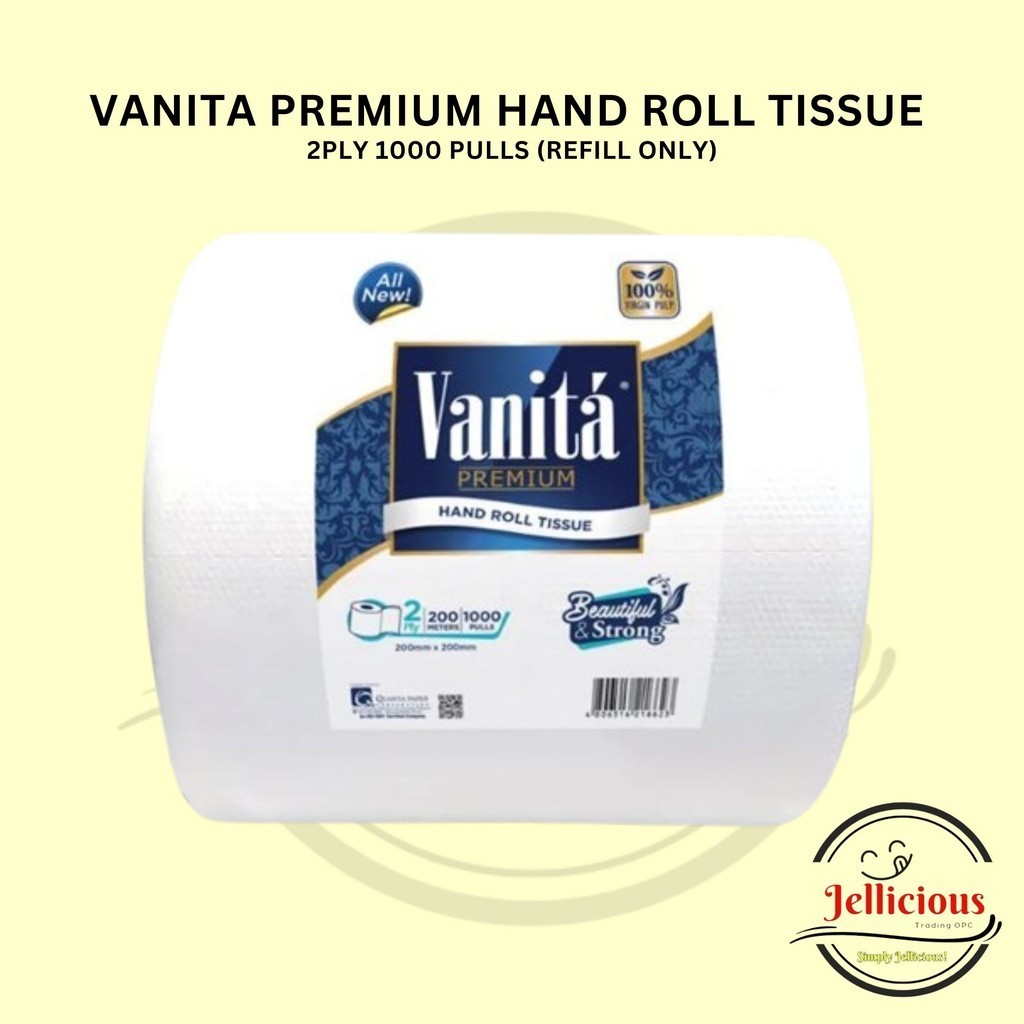 VANITA PREMIUM HAND ROLL TISSUE 2PLY 1000 PULLS (REFILL ONLY)